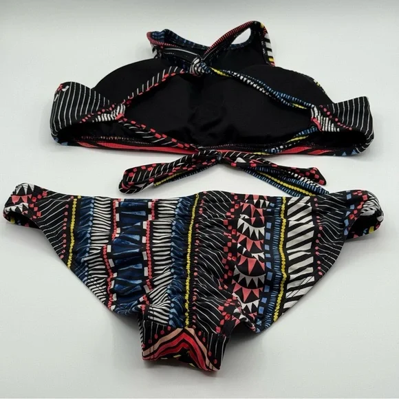 Bar III Black and Red Geometric Bikini Swimwear Size Small - Picture 2 of 13